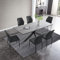 jiexi Essgruppen Für 4-6 Personen, Esstisch Ausziehbar Mit Stühlen, Moderner Grauer MDF-Holztisch, Geeignet Für Wohnzimmer, Küche (130-170cm Tisch + 6 Schwarze Stühle)