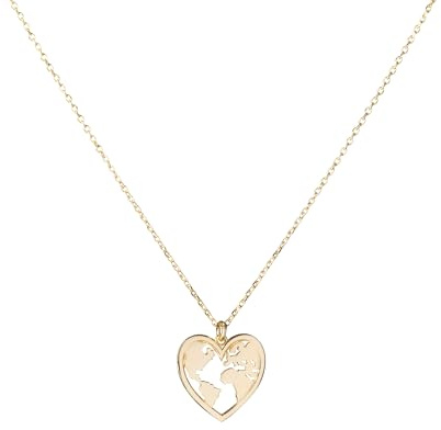 WearTravelers Herz und Globus Anhänger Kette aus Sterlingsilber - Made in Italy - Geschenkidee für die reisende Frau - Modell Napoli