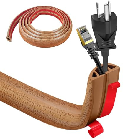 Goulotte autocollante - 3 cm x 300 cm - En PVC flexible - Plat - Protection de câble pour tous les câbles d'alimentation - Maison, bureaux, hôtels, entrepôts, etc. - Coupe facile - Grain de bois