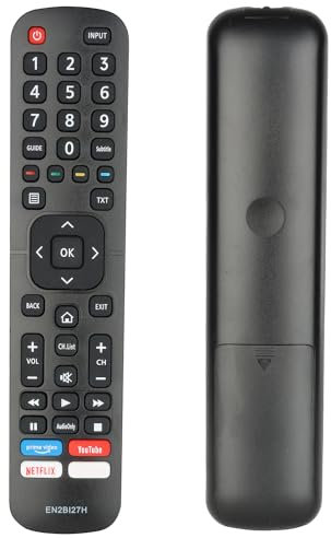 EN2BI27H Telecomando compatibile con Hisense TV 32AE5500F H55B7120 40AE5500F H43B7120 H43B7500 H65B7500 H75B7510 H55B7300 Controller di ricambio con tasti Netflix PrimeVideo YouTube
