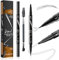 Augenbrauenstift Wasserfest, Eyebrow Pencil 2-in-1 Dual-Ended, 3D Microblading Augenbrauenstift Eye Brow Pencil mit Pinsel, Augenbrauen-Make-up (Grau)