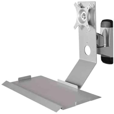 Monitor Halterung Monitorständer Schwenkkopf mit Ablagefläche Standfuß klappbar 90° Silber Monitor-Halterung/Tragarm