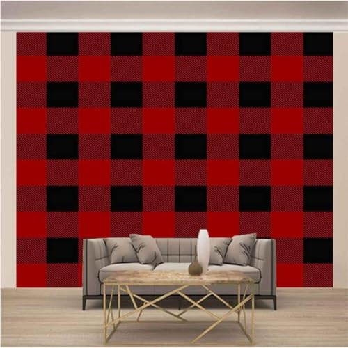 XLMING Simple Red Black Geometric Grid 3D Wallpaper Luxury Home Dining Decor Paste Sofa Living Room The Wall for Bedroom Mural-400cm×280cm