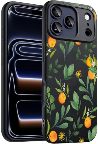 Unov Case Compatible with iPhone 17 Pro 5G Case with Citrus Orange Flower Floral Design Soft TPU Shock Absorption Slim Embossed Pattern Protective Back Cover