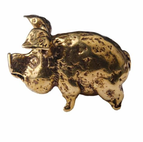 Milisten Porte-clés en Laiton Vintage Style Cochon, Mini Décoration Intérieure Créative, Pendentif Rétro Petit Ornement Asiatique pour Noël et Présents, Accessoire Décoratif Unique