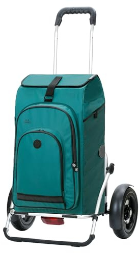 ANDERSEN Einkaufstrolley - Royal Sh. Plus Hydro 3.0 Petrol | Fahrradanhänger, Luftbereifung, aus Alu, bis 50 kg - Tasche mit Rucksackfunktion, Thermofach, viel Stauraum, 62 L