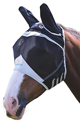 Shires Fliegenmaske mit Ohren für Pferde, feiner Netzstoff, schwarz