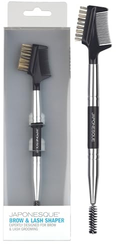 JAPONESQUE Brow & Lash Shaper with 3 Different Spoolie Brushes, for Separating Lashes, Eliminating Mascara Clumps, and Grooming and Shaping Brows