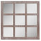 Stonebriar 23.5 x 23.5 Square Rustic 9 Panel Window Pane Hanging Wall Mirror with Attached Mounting Brackets