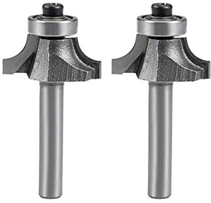 sourcing map Router Bit 1/4 Inch Shank 1/2 Inch Cut Dia Round Over Corner 2Flutes Tungsten Steel for Woodworking Milling Cutter Tool 2pcs