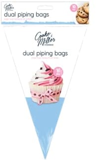 Pink & White Plastic Dual Piping Icing Bags, Pack of 10 (30 cm x 28.5 cm) - Pipe Two Colours at Once, Ideal for Home Baking & Professional Use