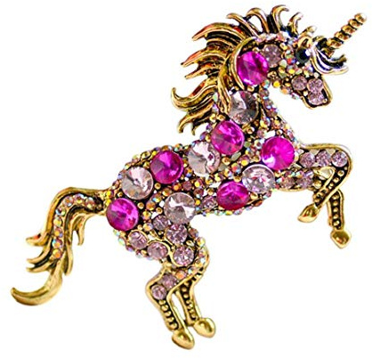 Legierungs-Brosche Vintage Brosche Pin Einhorn Chest Pin Strass Mantel Brosche Bekleidungszubehör