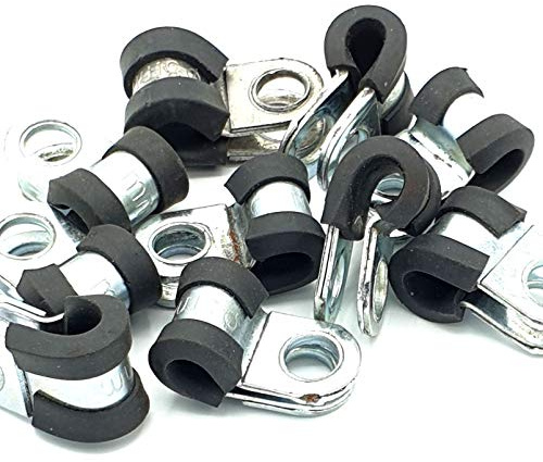 10pcs x 5mm Rubber Lined Cable P-Clips Steel Hose P Clamps