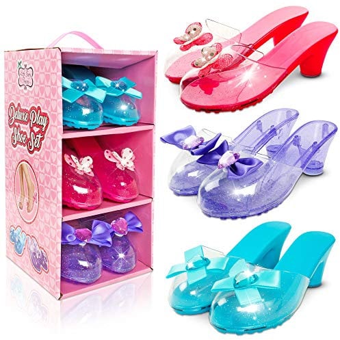 Little Fairy Princess Dress Up Shoes - 3 Soft Princess Jelly Shoes, Kids, For Girls Age 3-6 Years, Little Girls Shoe Storage Box, Fancy Dress, Toys