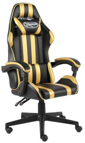 vidaXL Sedia da Gaming Poltroncina Relax Arredo Moderna Elegante Robusta Lavoro Relax Arredo Arredamento Casa Nero e Oro in Similpelle