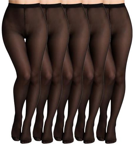 Bonjour® Women's Comfortable Tights (5-Pack) - 40 Denier Black Opaque Tights with Stretch Fit Design for Every Occasion