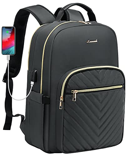 LOVEVOOK Rucksack Damen, 15,6 Zoll Laptop Wasserdicht Schulrucksack Mädchen Teenager mit Laptopfach USB-Ladeanschluss Elegant, für Schule Uni Reisen Arbeit