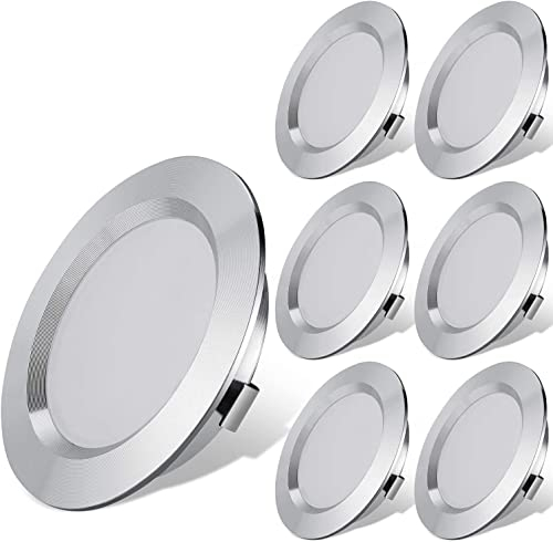 ANYPOWK 12V LED-Leuchten für Wohnmobile, Boote und Anhänger - Tageslicht 6000K, 300 Lumen, 3W, dimmbare Niedervolt-Mini-Einbauleuchten - 6er-Pack