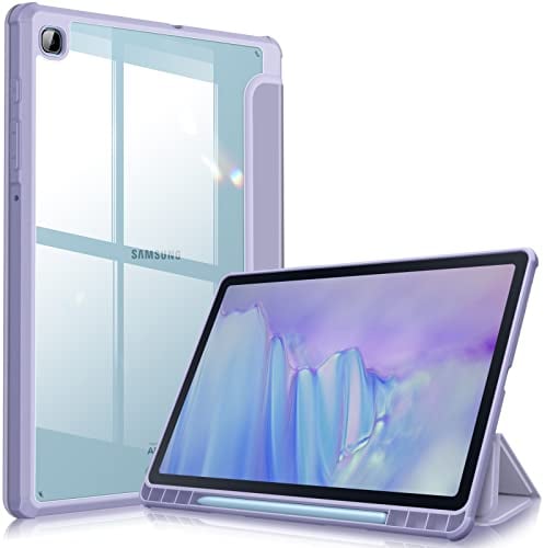 Fintie Funda Compatible con Samsung Galaxy Tab S6 Lite de 10.4 2024 (2022/2020) - [Soporte Integrado para S Pen] Carcasa de Trasera Transparente a Prueba de Choques, Lila Gris