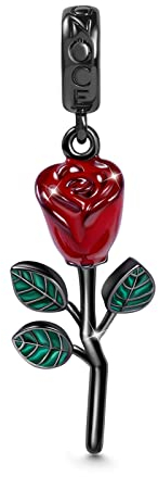 GNOCE Rose Blume Anhänger Charm Sterling Silber baumeln Charms Fit Armband/Halskette Geschenk für Frauen Mädchen Tochter