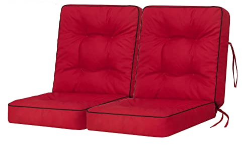 Bjird Bankauflage für Gartenmöbel, Gartenbank, Polsterauflage für Hollywoodschaukel, Auflagen für Gartenschaukelkissen, Sitzkissen, Stuhlauflage, Indoor/Outdoor - Rot - 120 cm (2 x 60 cm)