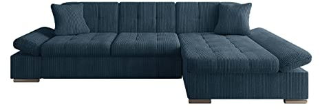 Mirjan24 Ecksofa Malwi Cord mit Regulierbare Armlehnen, L-Form Sofa mit Schlaffunktion und Bettkasten, Design Eckcouch, Wohnlandschaft, Couch (Poso 05, Seite: Rechts)