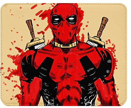 Deadpool Mouse Mat Leather Look Blood Design Comics Sword Sabre 22 x 18 cm