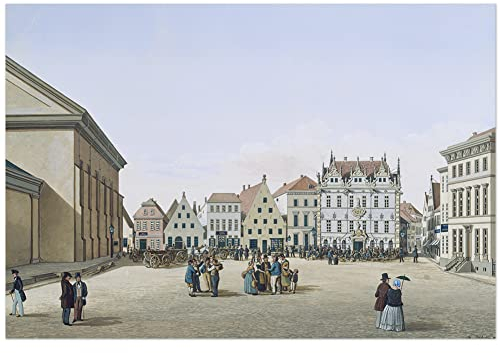 JUNIWORDS Poster, Theodor Presuhn (der Ältere), Marktplatz mit Rathaus und Lambertinikirche in Oldenburg, 20 x 30 cm (3001600)