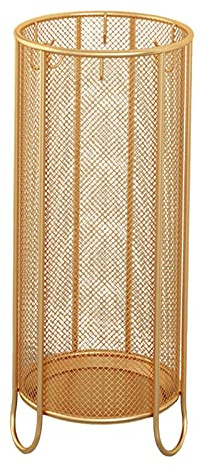 Milageto Freistehender Regenschirm Aufbewahrungshalter, Stockhalter mit Tropfwasserschale, Regenschirmständer, Regenschirmständer, für Schrank, Eingangsbereich, klein und golden