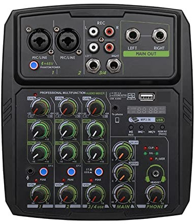 LERORA DJ-Equipment für die Party 4/6-channel Sound Mixer Outdoor Conference Audio USB Bluetooth Reverb Audio Processor K Song Mobile Phone live Broadcast with (Color : B4L)