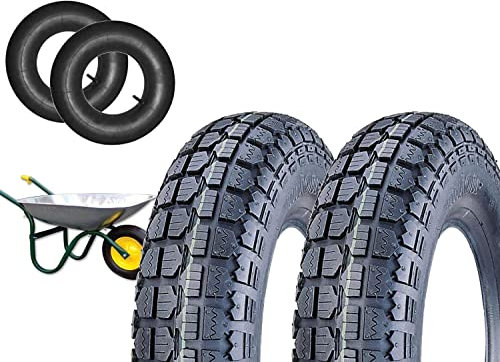 KIT 2 COPERTONI + KIT 2 CAMERE d'Aria 3.50-8 Pneumatici RINFORZATI 4PR GOMME Ruota CARRIOLA