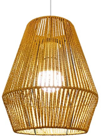 Jorzer Cantán de Ratán - Lámpara de Mimbre para Luces de Techo, Imitación de Ratán, Art Creative para Restaurante y Dormitorio, 25x30 cm (Sin Lámpara)