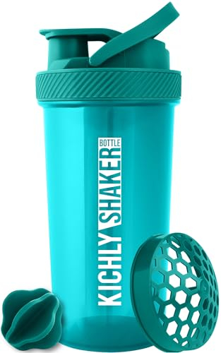 KICHLY Shaker Bottle (800 ml) Plastic Protein Shaker Bottle with Mixing Ball - Non-Leak Cap – Perfect Fitness & Workout Partner, Teal - Pack of 1