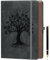 Dickes liniertes Tagebuch-Notizbuch mit Stift, 360 Seiten, 100 g/m² Papier, brauner gesprühter Rand, zum Schreiben, B5-Größe, Leder-Hardcover, für Arbeit, Büro oder Schule, 19,8 x 25,4 cm, Dunkelgrau