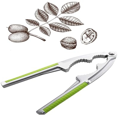 Schiaccianoci clip,acciaio Inox schiaccianoci,noce pinze con Impugnatura Antiscivolo,schiaccianoci clip con manico in silicone per noci, mandorle, nocciole, frutti di mare(verde)