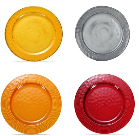 MBH - Vajilla de colores. Juego de 8 platos de melamina para 4 personas. Set de vajilla profesional de 4 piezas de 22 cm y 4 piezas de 28 cm. Ligera e indeformable.