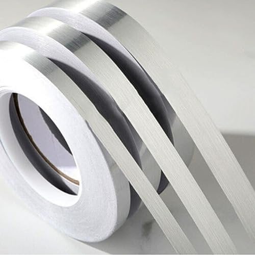 TITKBOW 50m Zierstreifen, Linie Randaufkleber Selbstklebend, Wasserfestes Keramikfliesen Glänzend Dekorstreifen, Bodenband Dichtband für Fliesen und Nähte Klebestreifen (20mm, Silber)