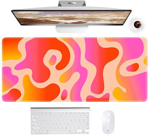 HAOCOO Rosa Schreibtischunterlage, Computer-Schreibtischunterlage, modernes abstraktes großes Mauspad für Schreibtisch, XXL Gaming Mauspad niedlich für Desktop mit rutschfester Unterseite,