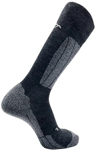 DRASSN Merino Skisocken - Perfekter Schutz und Komfort auf der Piste (DE/NL/SE/PL, Numerisch, 42, 44, Regular, Regular, Grau)
