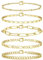 Krfy 14 Karat Vergoldetes Armband Set für Damen - Silber Figaro Kubanische Tenniskette, Twist Fischgrätenkette, Stapelbares Silber Gold Schmuck