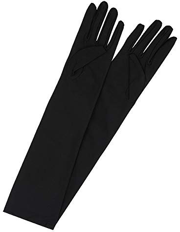 Sexy Party Faux Leder Handschuhe 55,9 cm weiße Handschuhe für Damen, schwarzer Satinhandschuh, Latex-Kostüm (schwarz, Einheitsgröße), Schwarz, One size