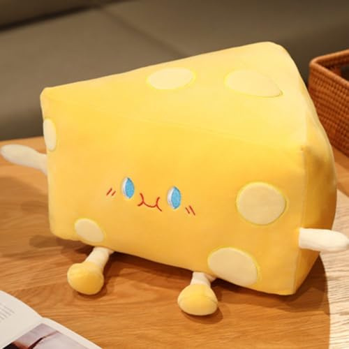 OUKEYI Cheese Plush Pillow, Lustiges Essen, Käse-Spielzeug, weich, Toast, Sofa, Kawaii Room Decor Holiday Birthday für Kinder Jungen Mädchen