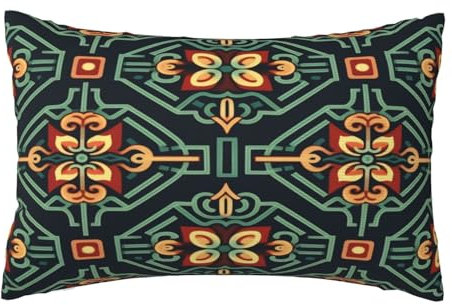 Kissenbezug 40x70cm 2er set Wetterfest Outdoor Kissen Ethnisch Kissenbezüge, Rechteckig Couch Kissen Indien Gartendeko Kissenhülle Herbst Outdoorkissen DekoKissen für Patio Balkon Deko Geschenke,L373