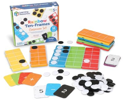 Learning Resources Regenbogen Zehner-Rahmen Klassenzimmer-Set, ab 5 Jahren, 10 verbindbare Zehner-Rahmen und Zähler, Mathe-Lehrmittel, Basisausstattung Klassenzimmer