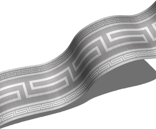 Funlife 3 Rolle Selbstklebende PVC Tapete bordüre, Tapetenbordüre Wandtatoo in griechischem Stil, Wandbordüre Klebefolie für Bad Spiegel Küche Fliesen, wasserdichte Raumdekoration, 10x200cm Hellgrau