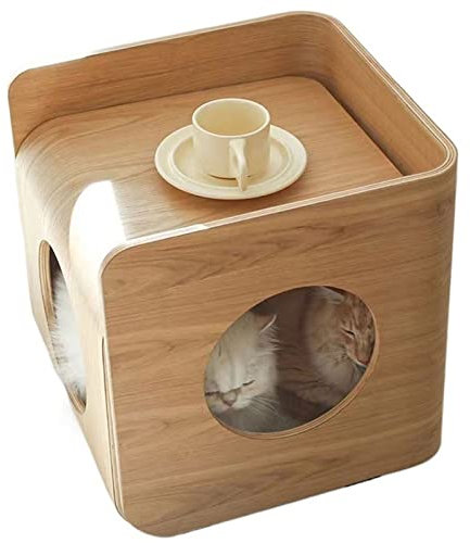 Moderne Sofatische Mehrzweck-Beistelltisch aus Holz, mit Katzenbetthöhle, Katzenmöbel-Nachttisch, leicht zu reinigendes, abgedecktes Katzenbett mit austauschbarem, waschbarem Kissen Wohnzimmer Beistel