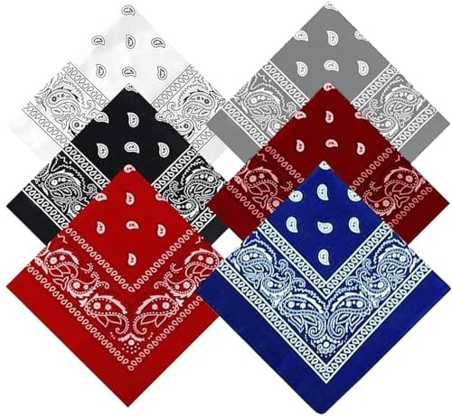 6 Stück Bandanas mit Original Paisley Muster Set, Premium-Qualität Kopftuch Damen und Herren, Polyester Haar Schal für Headwear, Ansatz, Handgelenk, Laufen, Tanzen, Wandern, Skifahren
