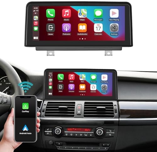 Ninetom 10.25 Inch Car Radio Compatible for BMW X5/X6 E70 E71 2011-2013 with CIC System Touchscreen, Support Wireless CarPlay/Android Auto/Mirrorlink/GPS Navigation, Upgrade Car Stereo Receiver
