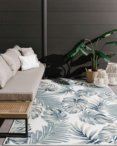 benuta Basic In- & Outdoor Teppich Flora - Mehrfarbig 80x150 cm - Florales Design - Wetterfest & UV-beständig - Für Balkon, Terrasse, Garten - Küchenteppich & Wohnzimmerteppich - Pflegeleicht Robust