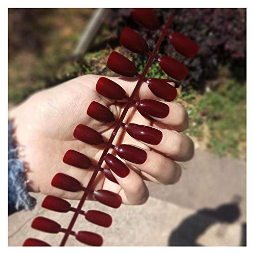 GeRRiT Faux Ongles Faux Ongles Cercueil Longs et Courts 24 Pièces/Ensemble de Compétences d'Ongles Rouge Blanc Noir Pressées sur l'Ongle Couverture Complète/Demi Couverture Faux Ongles